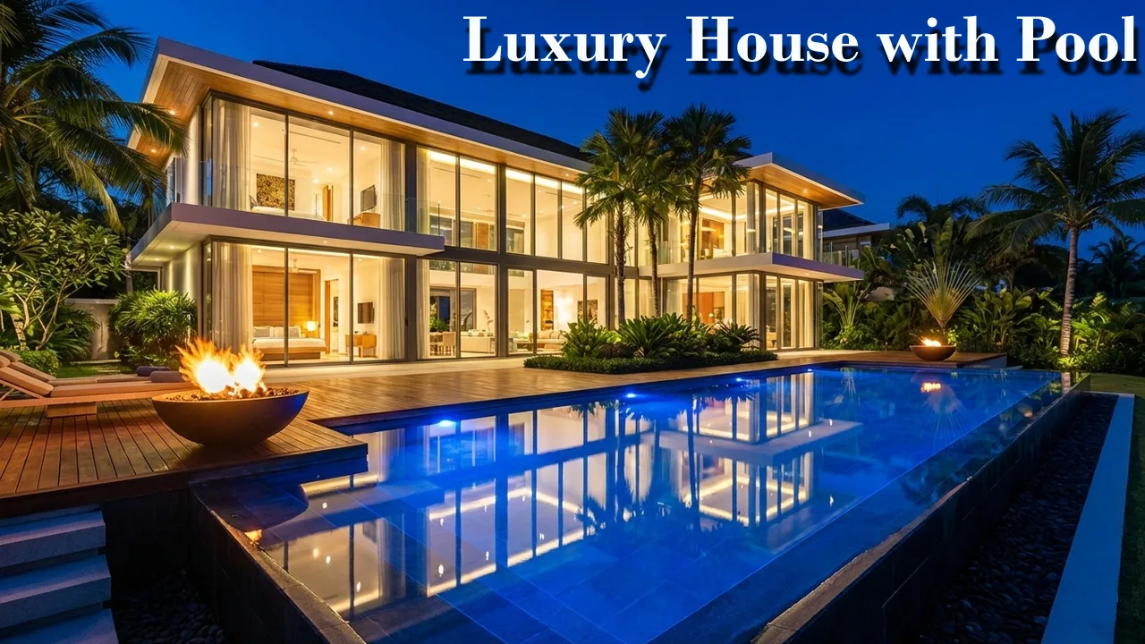 House with a pool featuring seamless indoor and outdoor pool design