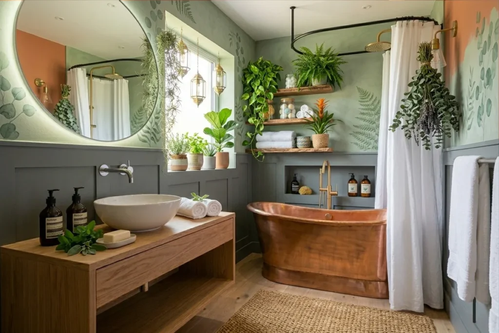 bathroom decor with indoor plants fresh green modern bathroom design ideas