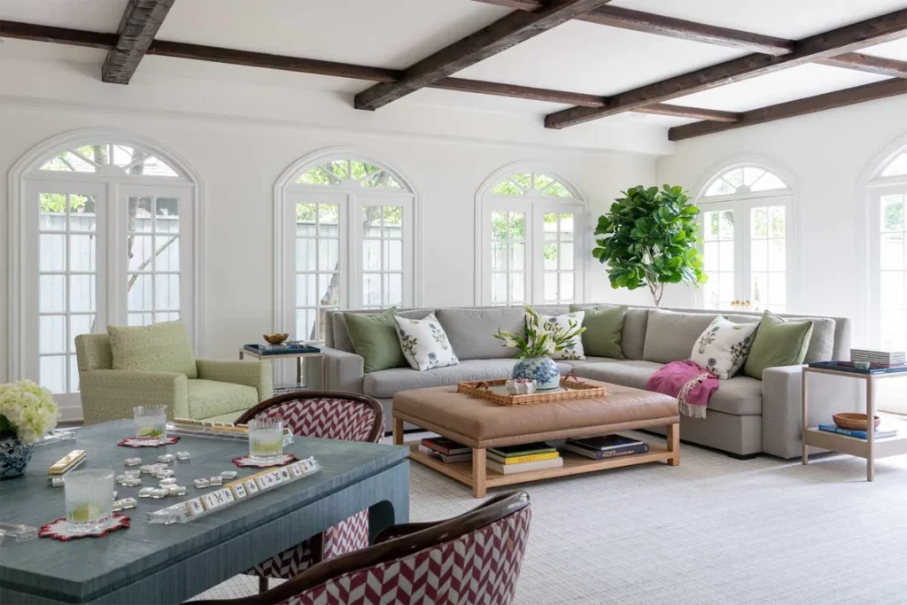 modern cozy living room decor with neutral colors and plants