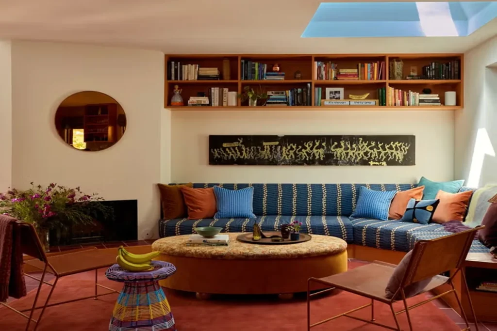 living room furniture layout with sofa and coffee table