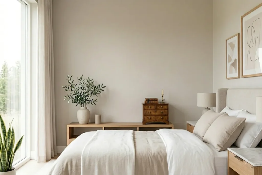 Luxury bedroom with accent furniture decor