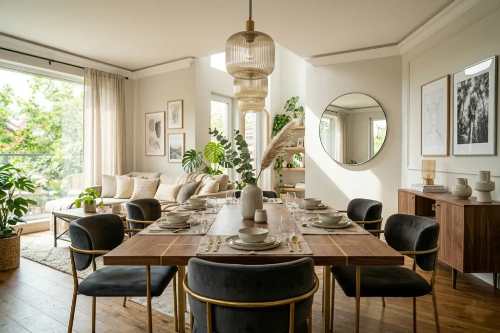 modern dining room decor ideas with wooden table