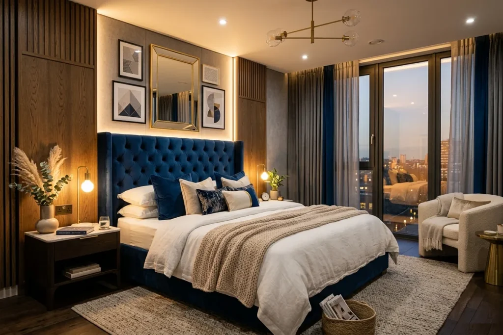 Stylish tufted headboard bedroom decor inspiration