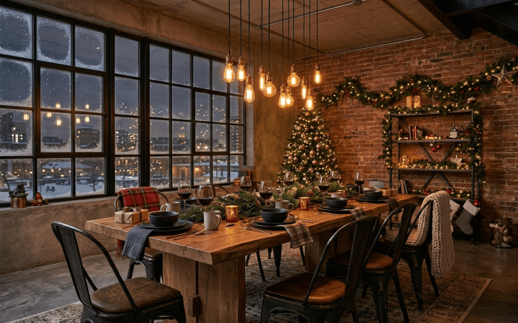 Industrial Holiday Dining Table Decor Ideas