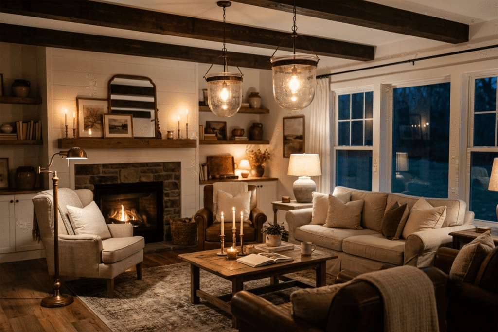 Farmhouse Living Room Lighting Ideas