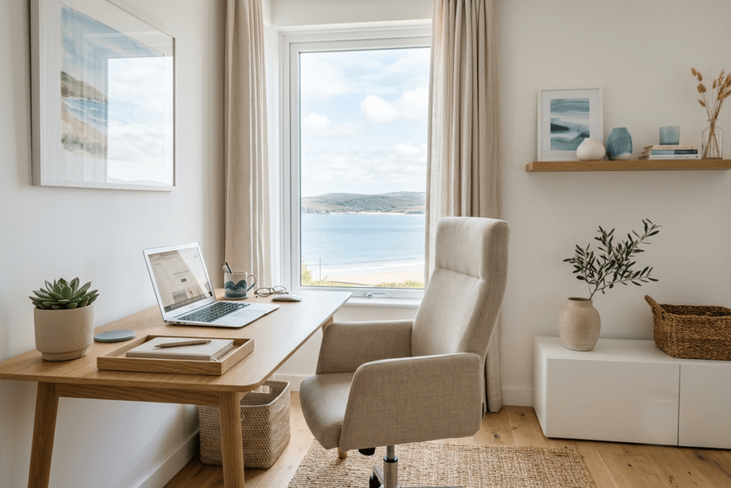 Light Color Palette in Modern Coastal Office Decor Ideas