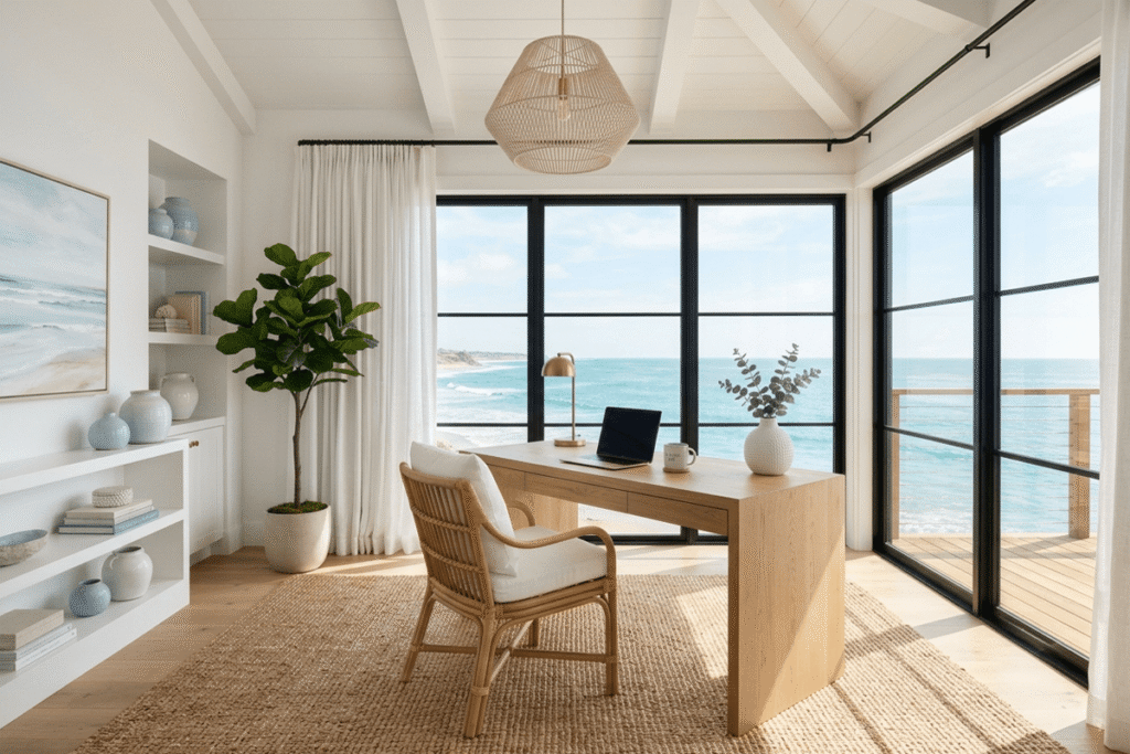 Modern Coastal Office Decor Ideas for a Bright Home Office