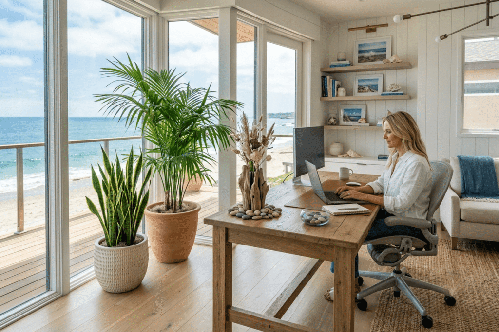Indoor Plants for Modern Coastal Office Decor Ideas